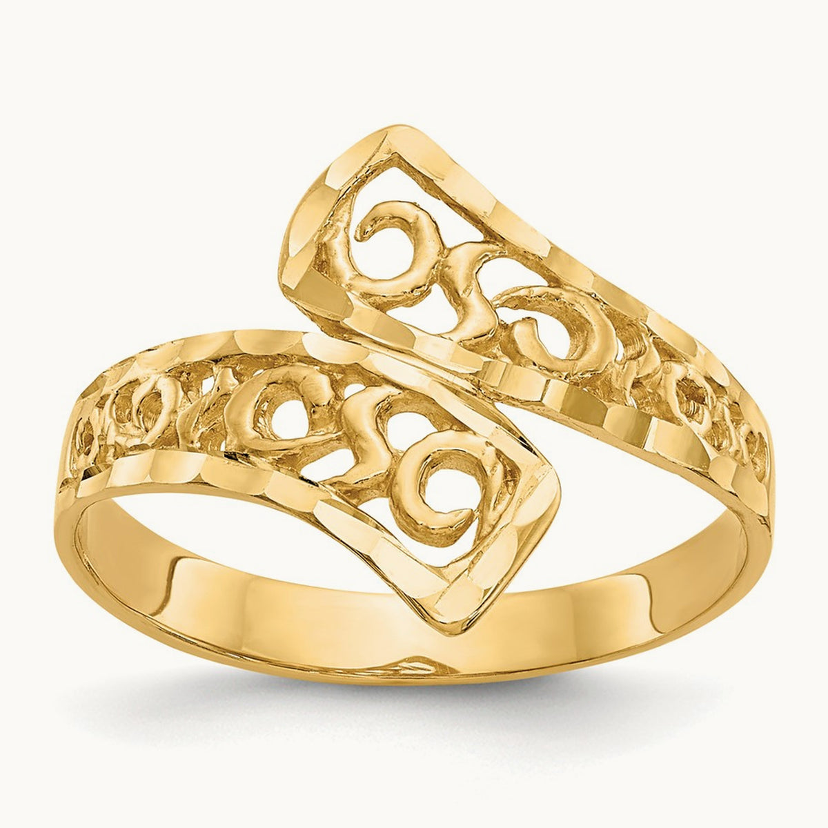By-pass Lace Diamond-cut Ring, 14K