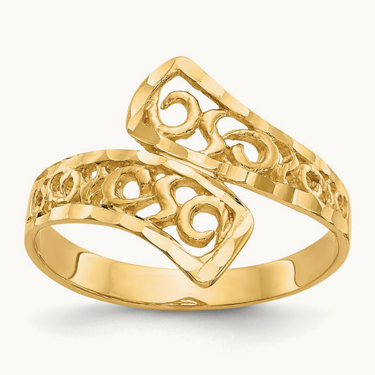 By-pass Lace Diamond-cut Ring, 14K