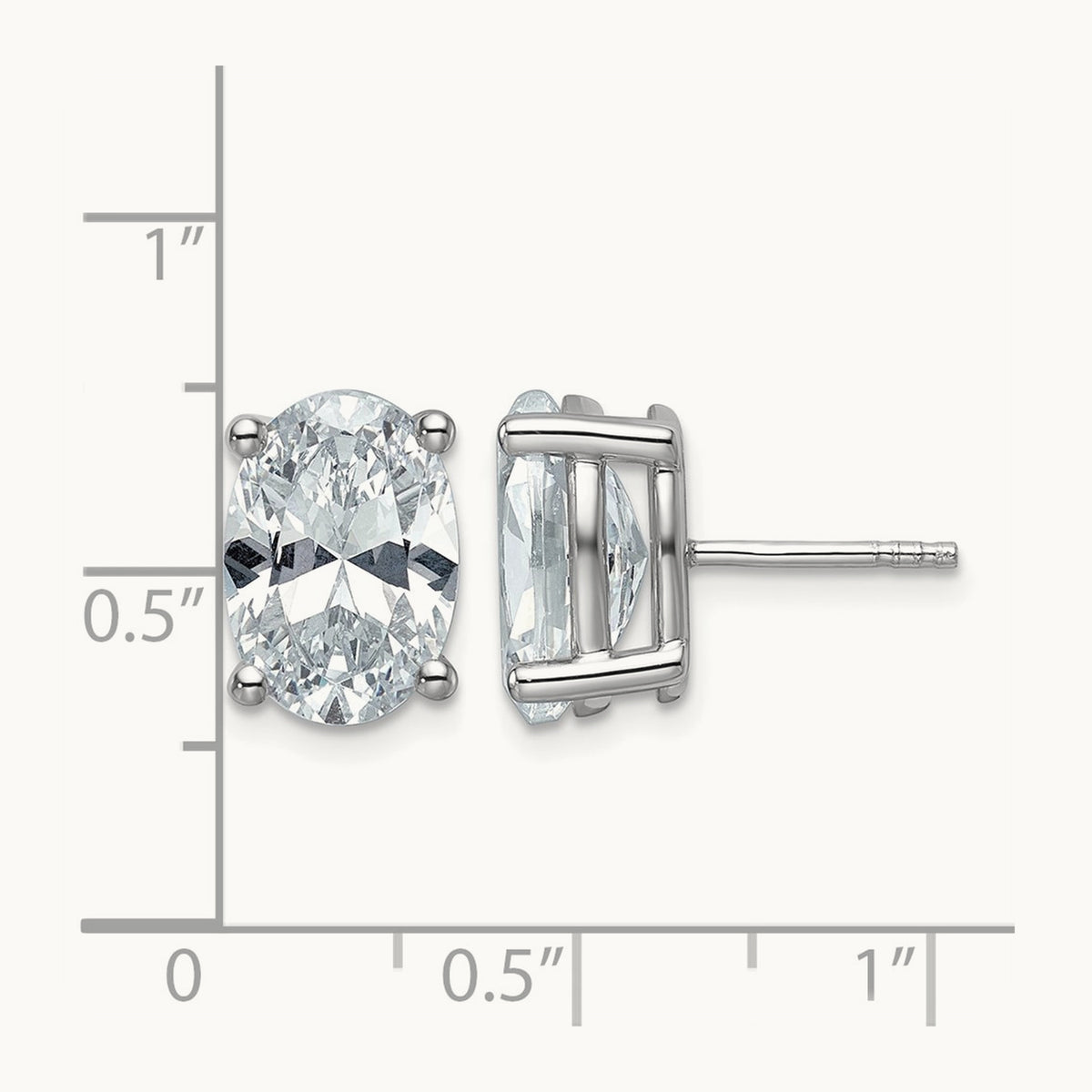 Oval Four-Prong Stud Earrings, 0.50-6.00 ct tw Lab-Grown Diamond — 6 ct, 14K White Gold