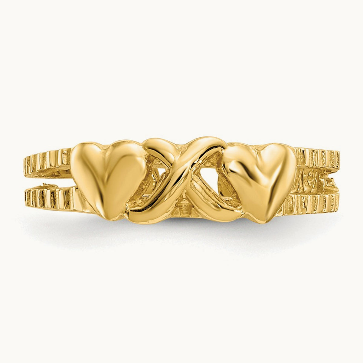 Hearts and X Toe Ring, 14K