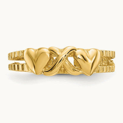 Hearts and X Toe Ring, 14K