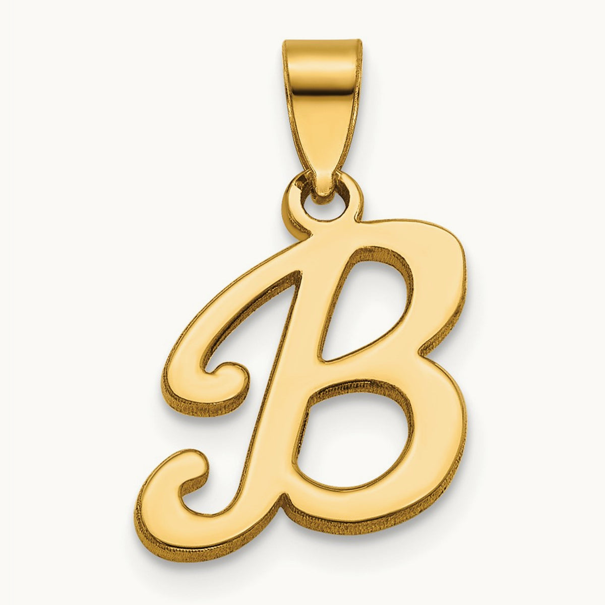 Script Letter B Initial Pendant, 14K Yellow Gold