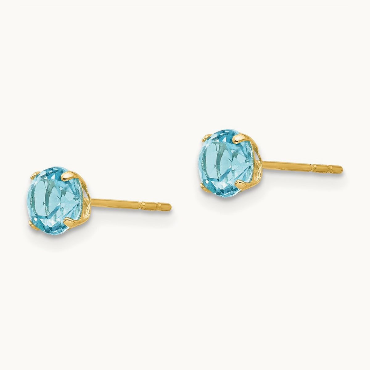 Madi K Round Blue Topaz Post Earrings, 5mm, 14K