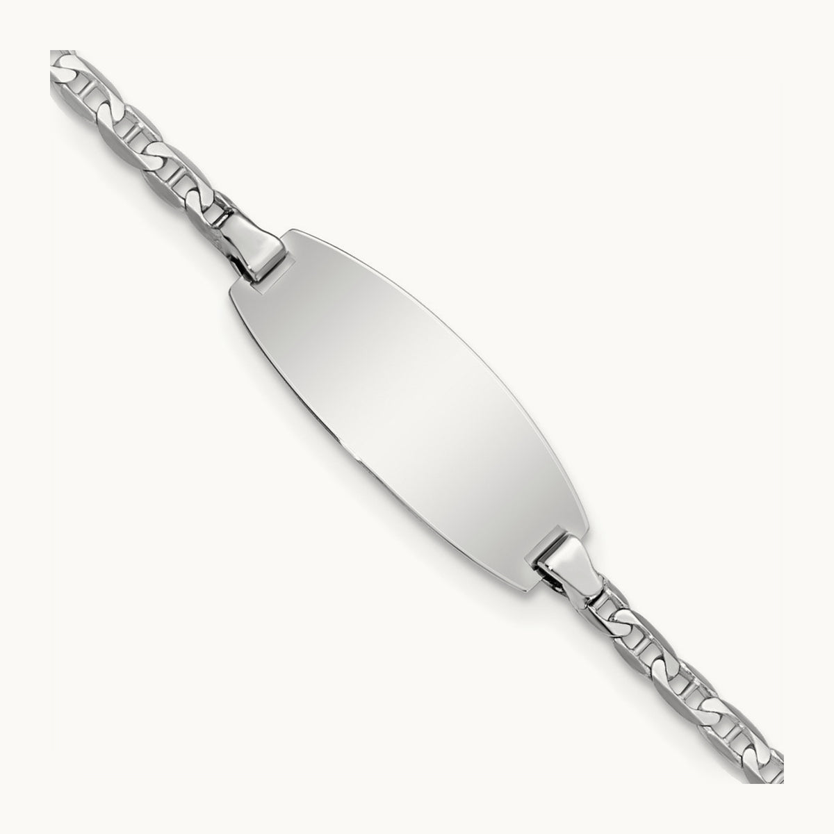 Oval Anchor ID Bracelet — 14K White Gold, 6mm