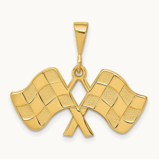 Racing Flags Pendant, 14K