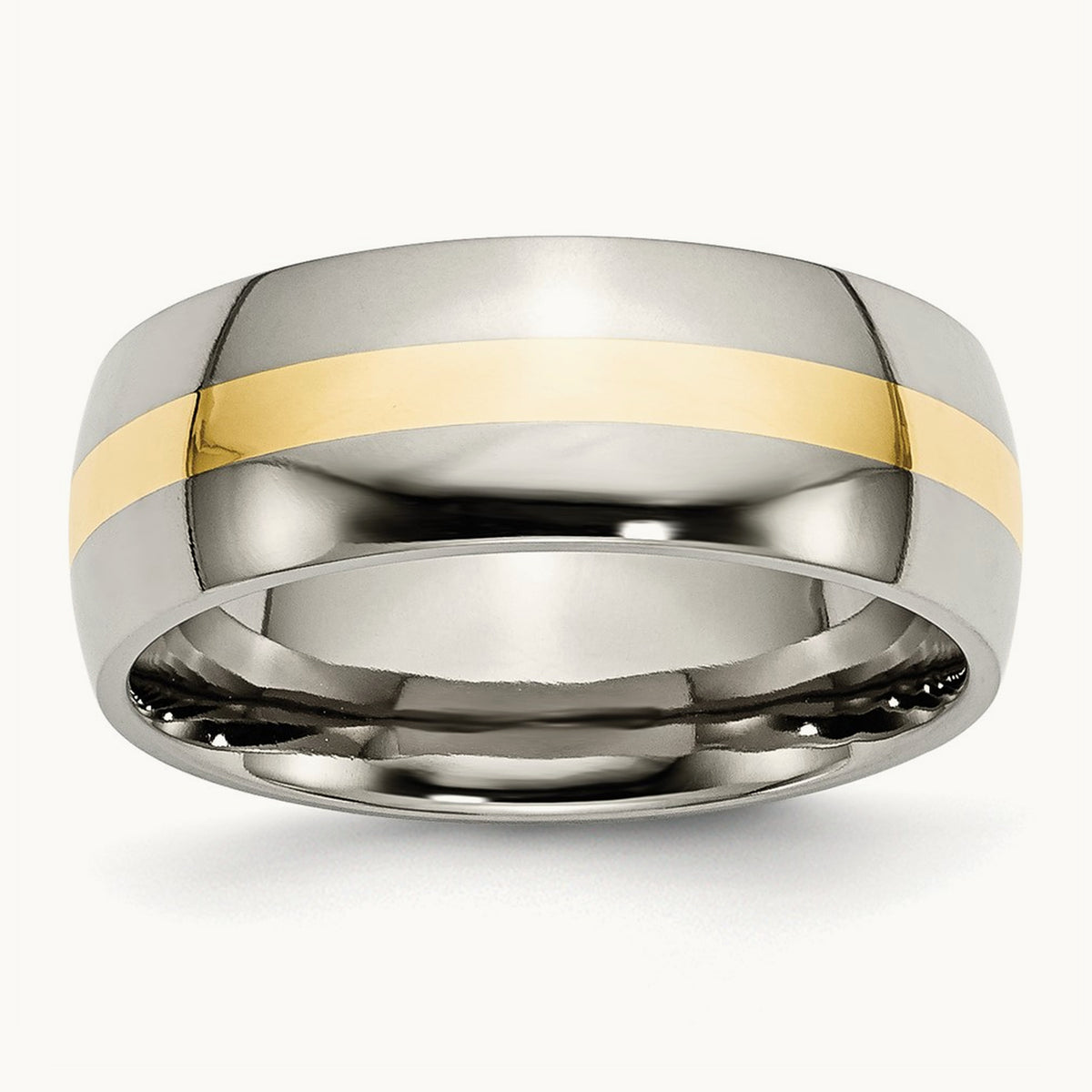 Polished w/ Inlay Band — 14K Two-Tone Gold, 8mm (2)