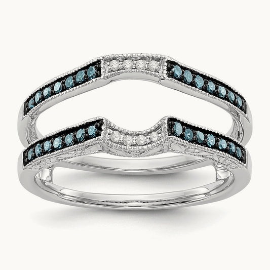 Blue and White Diamond Guard, 14K White Gold