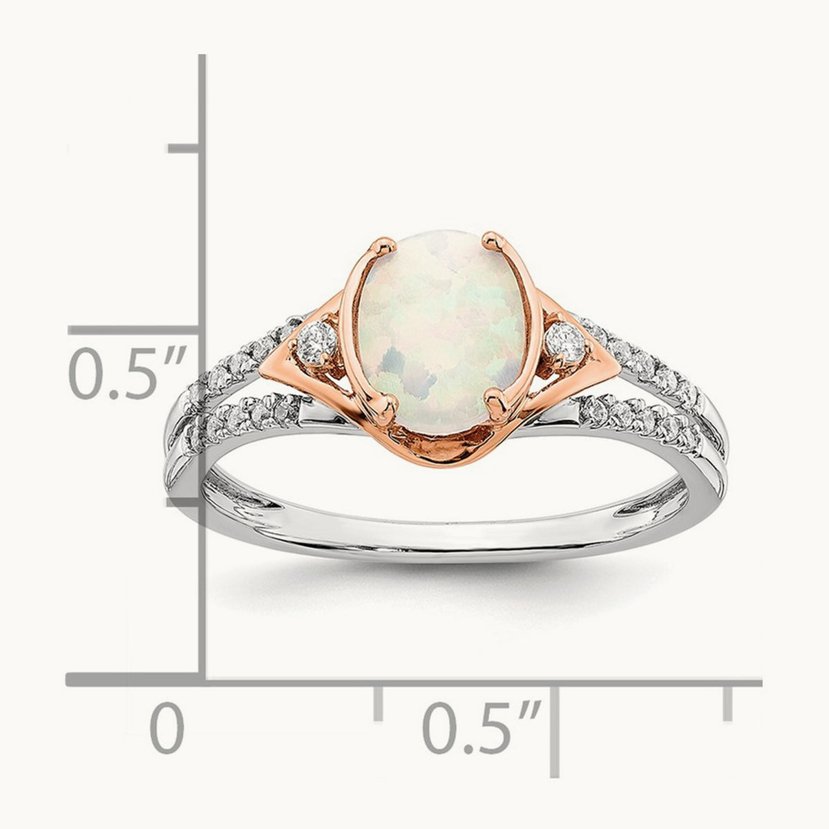 Created Opal and Lab-Grown Diamond Ring — 14K Two-Tone Gold, 7