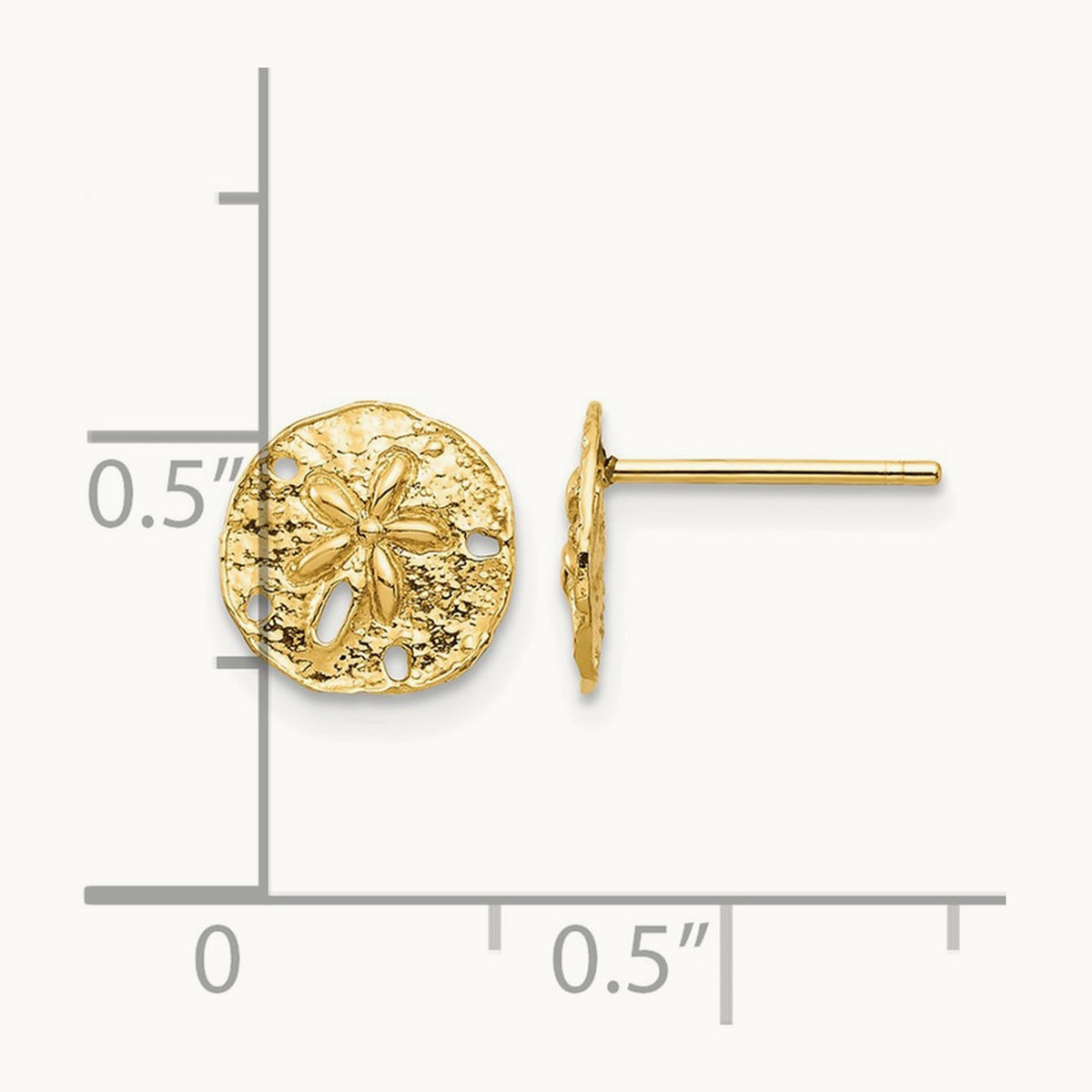 Sand Dollar Post Earrings — 14K Yellow Gold