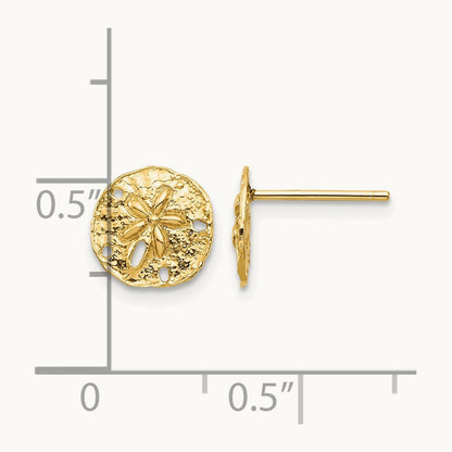 Sand Dollar Post Earrings — 14K Yellow Gold