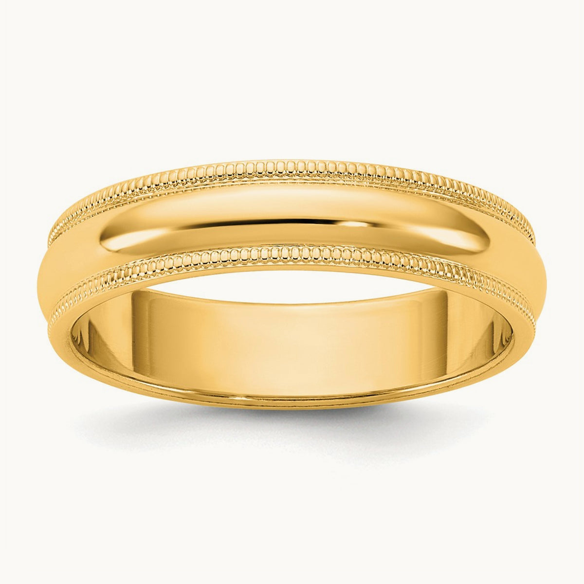 Milgrain Half Round Band, 4.5mm, 10K Yellow Gold