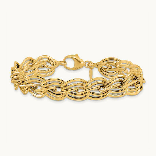Polished Fancy Link Bracelet, 14K