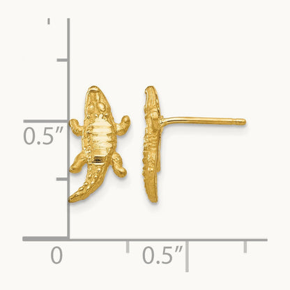 Diamond-cut Alligator Earrings, 14K