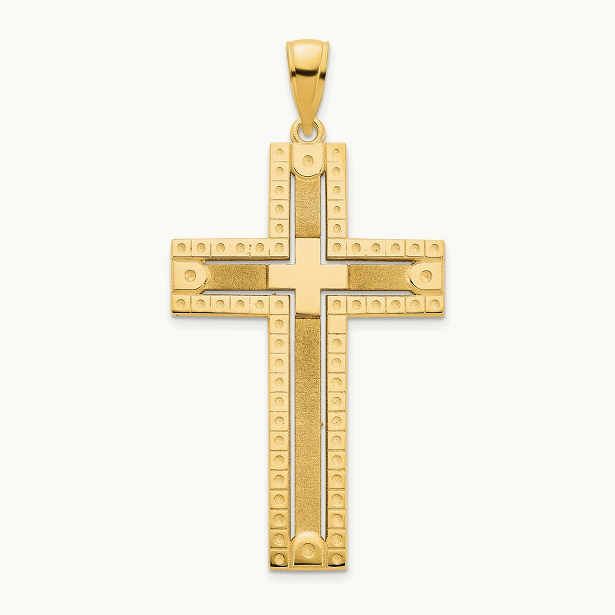 Fancy Sandblasted Cross Pendant — 42mm