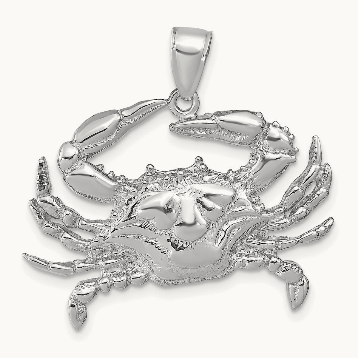 Blue Crab Pendant — 14K White Gold, 30mm