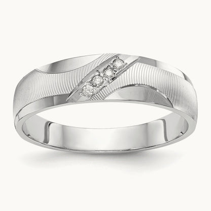 AA Quality Trio Mens Complete Wedding Band, 14K White Gold