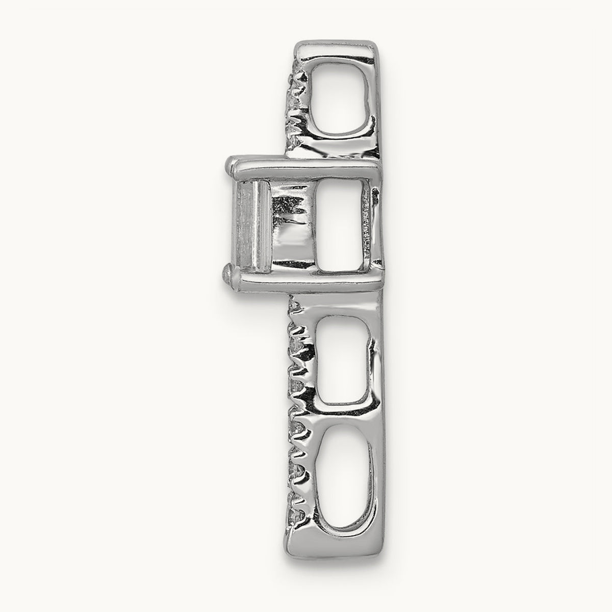 Diamond and .24 Sapphire Fancy Chain Slide, 14K White Gold