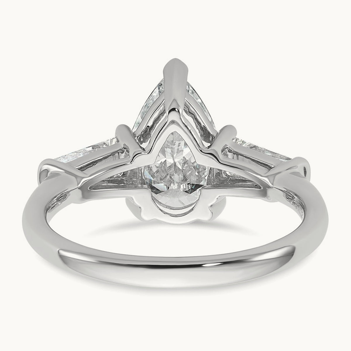 Pear/Baguette Engagement Ring, 1.50-6.75 ct tw Lab-Grown Diamond — 2 5/8 ct, 14K White Gold