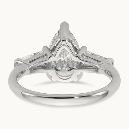 Pear/Baguette Engagement Ring, 1.50-6.75 ct tw Lab-Grown Diamond — 2 5/8 ct, 14K White Gold