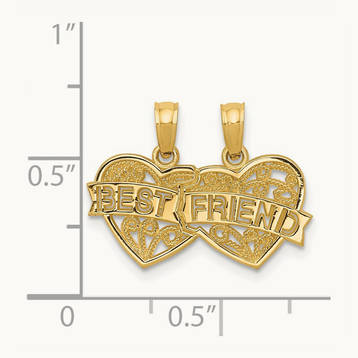 BEST FRIEND Breakable Double Hearts Pendant — 14K Yellow Gold