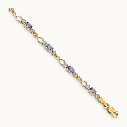 Open-Link Diamond/Tanzanite Bracelet, 14K