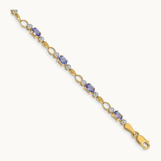 Open-Link Diamond/Tanzanite Bracelet, 14K