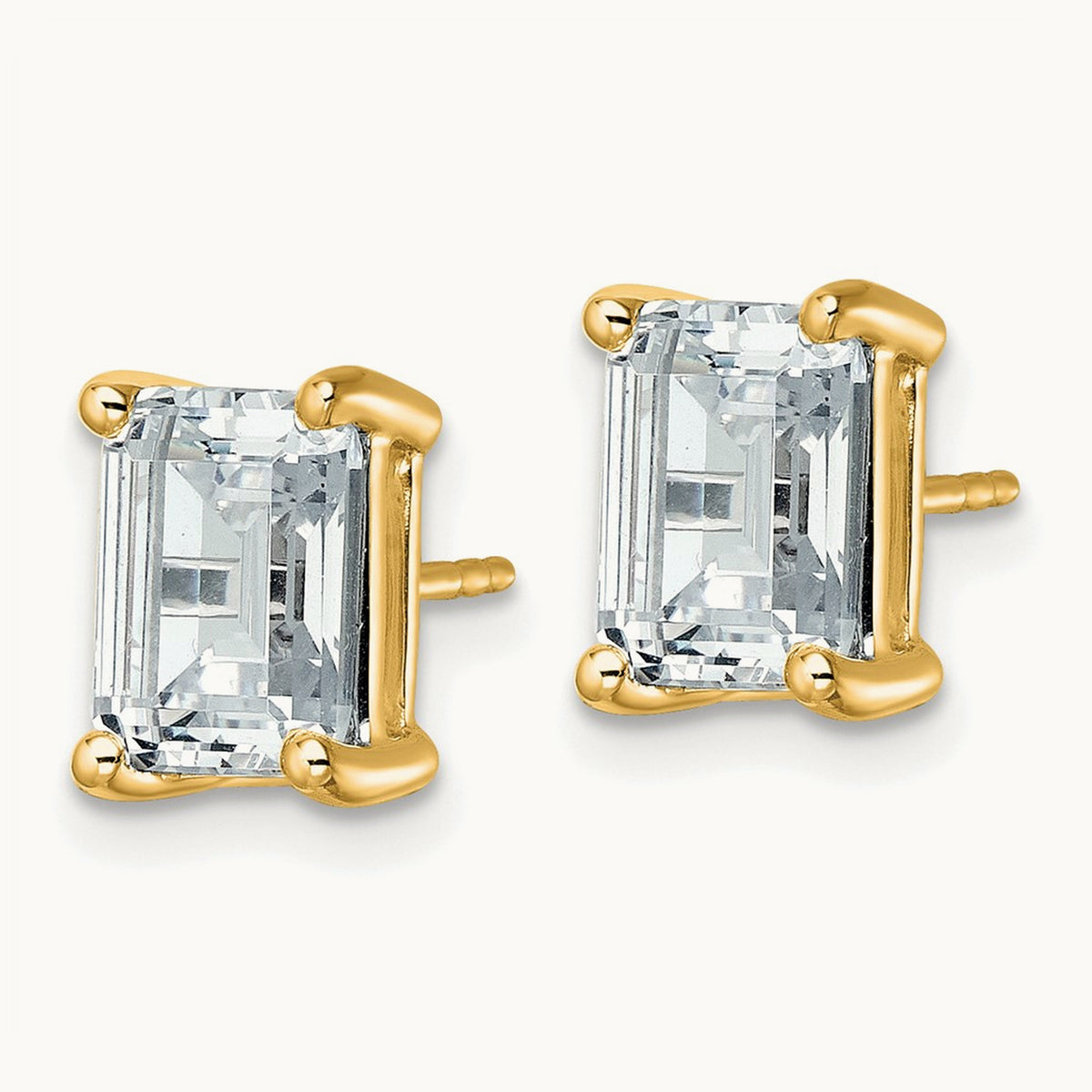Emerald Four-Prong Stud Earrings, 0.50-6.00 ct tw Lab-Grown Diamond — 5 ct, 14K Yellow Gold