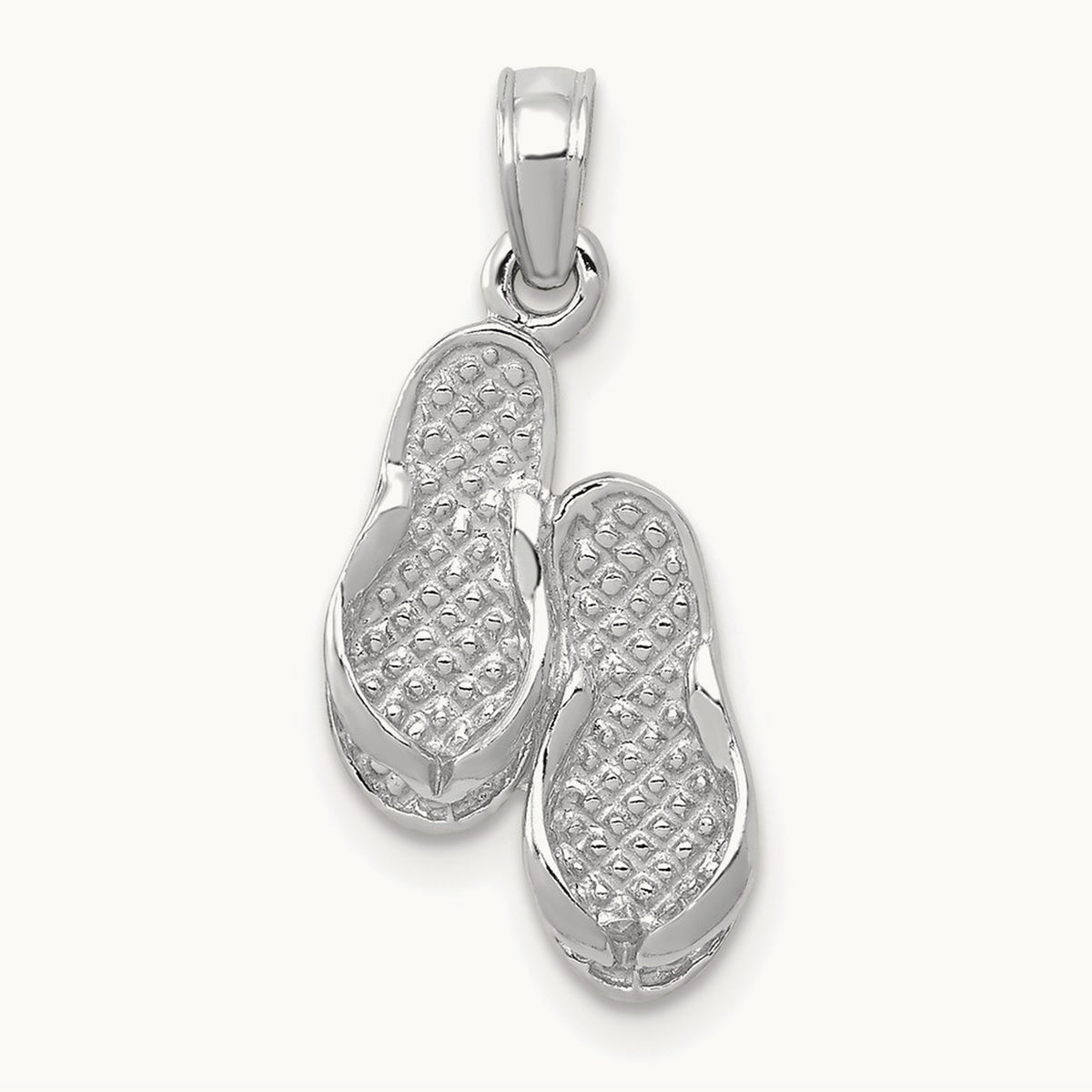 3D Flip Flops Pendant — 14K White Gold