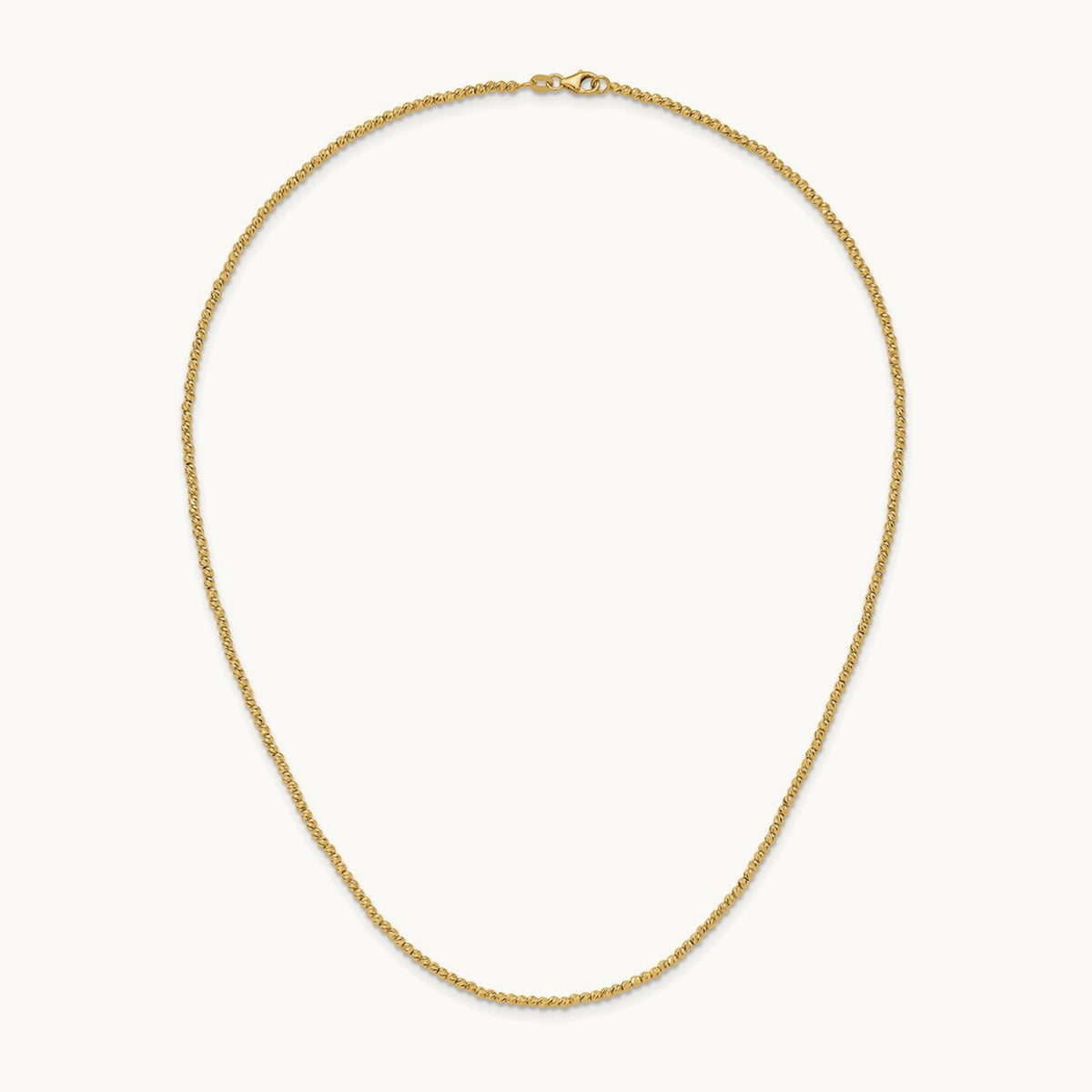 Polished and Diamond-cut Beaded 18in Necklace, 14K
