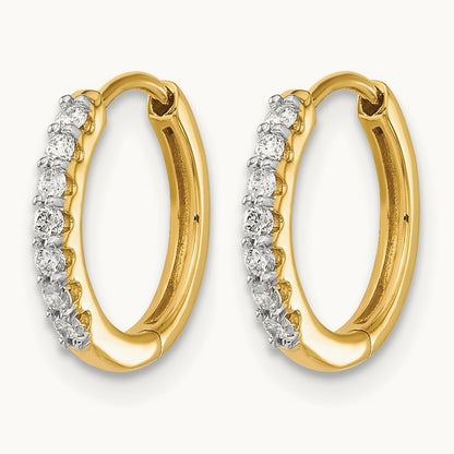 Hinged Hoop Earrings, 0.10 ct tw Lab-Grown Diamond — 14K Yellow Gold