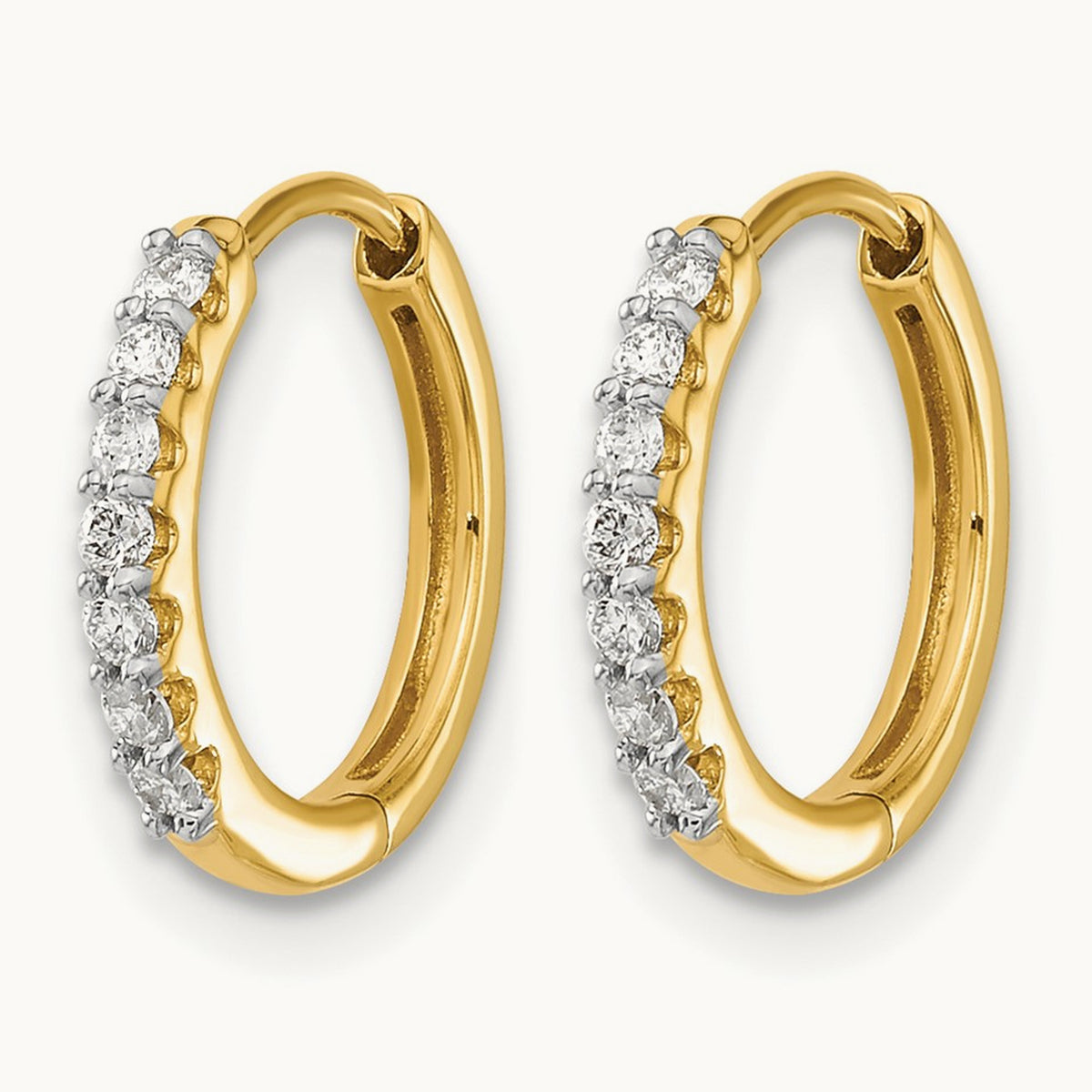 Diamond Hinged Hoop Earrings — 14K Yellow Gold