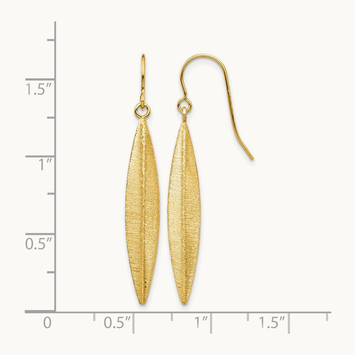 Brushed Dangle Earrings — 14K Yellow Gold