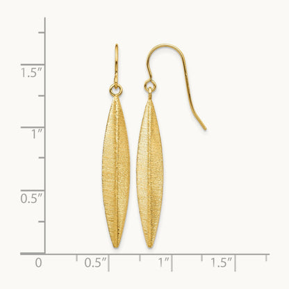 Brushed Dangle Earrings — 14K Yellow Gold