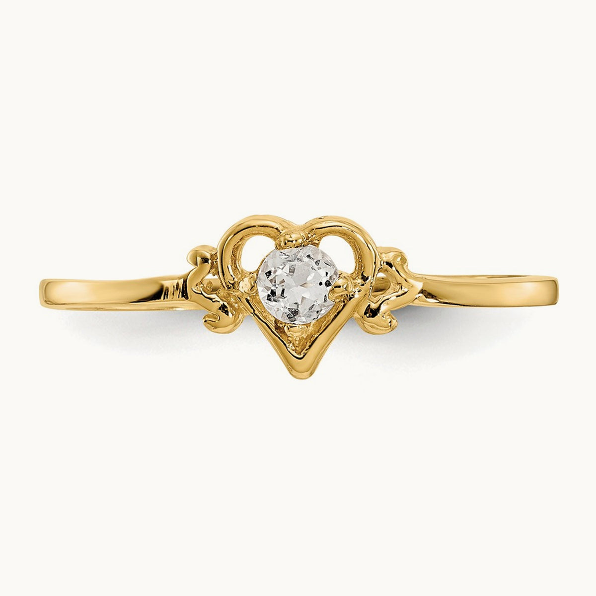 Topaz Birthstone Heart Ring — 14K Yellow Gold, 7