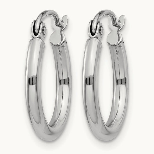 Polished Polished Hoop Earrings — 10K White Gold, 15mm, 2x15mm