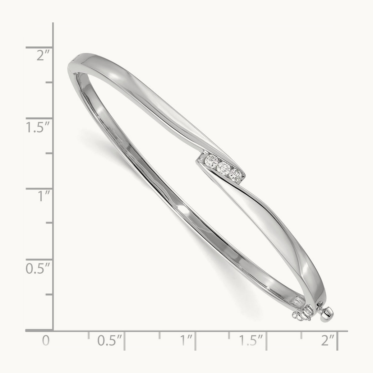 AA Diamond Hinged Bangle — 14K White Gold