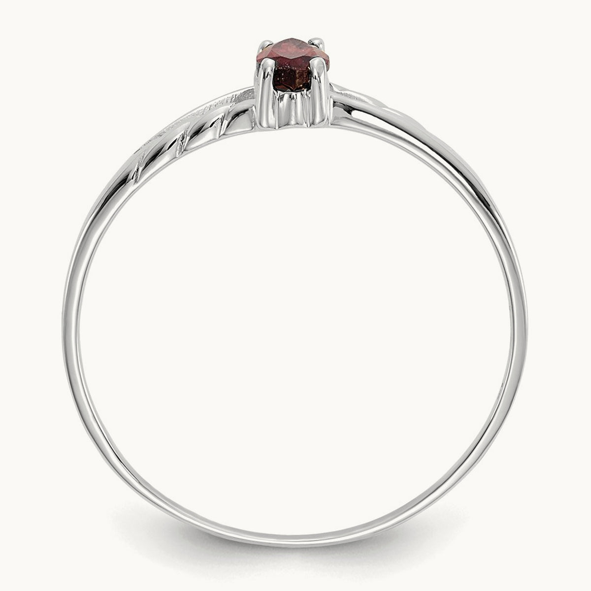 Garnet Birthstone Ring, 14K White Gold