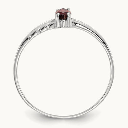 Garnet Birthstone Ring, 14K White Gold