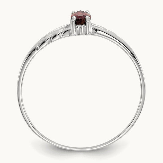 Garnet Birthstone Ring, 14K White Gold