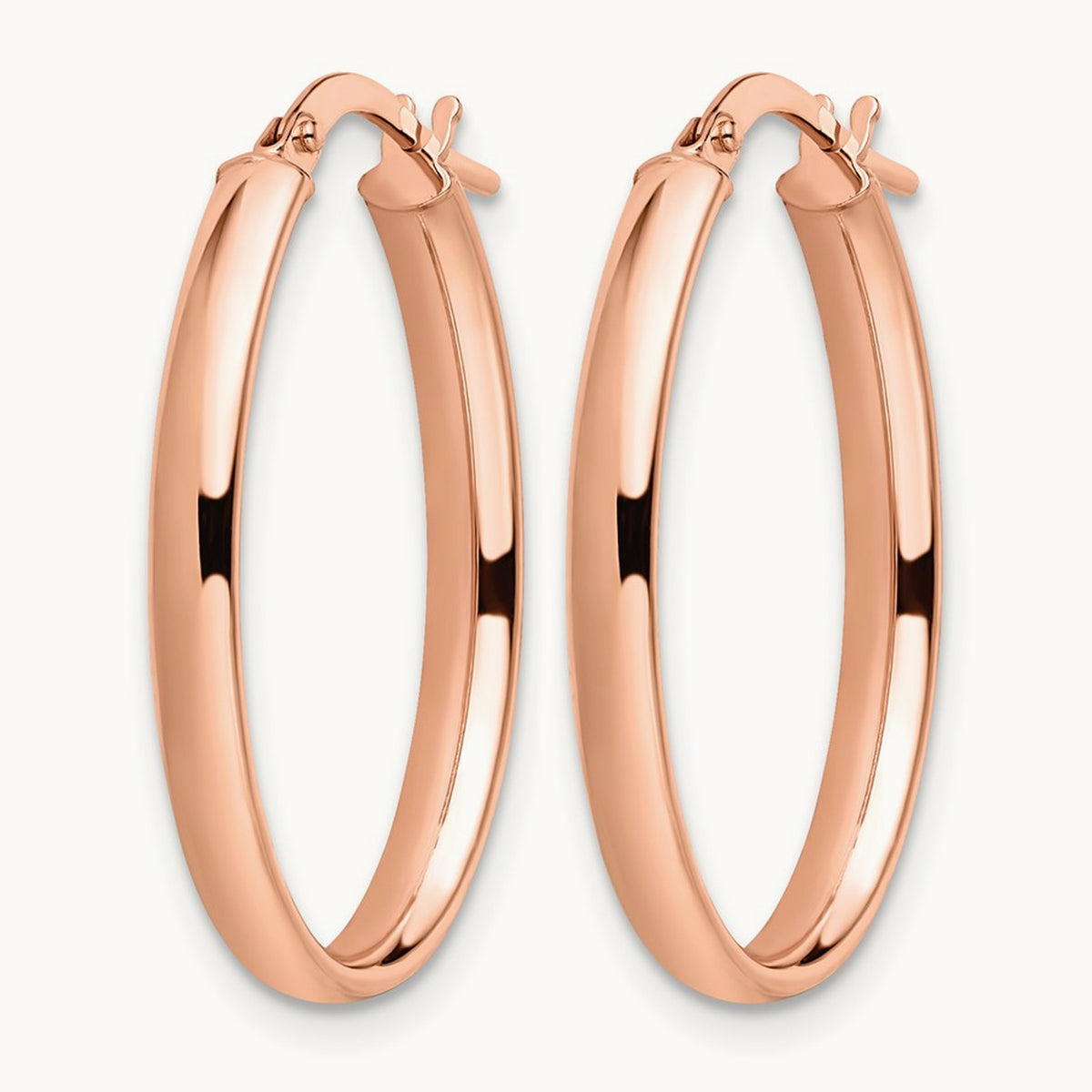 Polished Oval Hoop Earrings, 14K Rose Gold — Leslie's