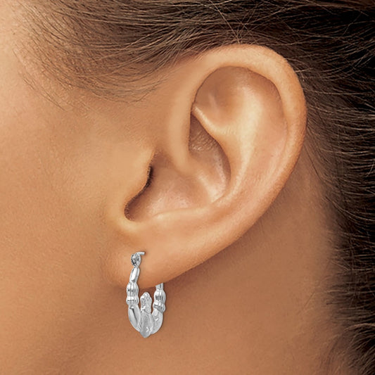 Satin and Diamond-cut Claddagh Hoop Earrings — 16.5mm