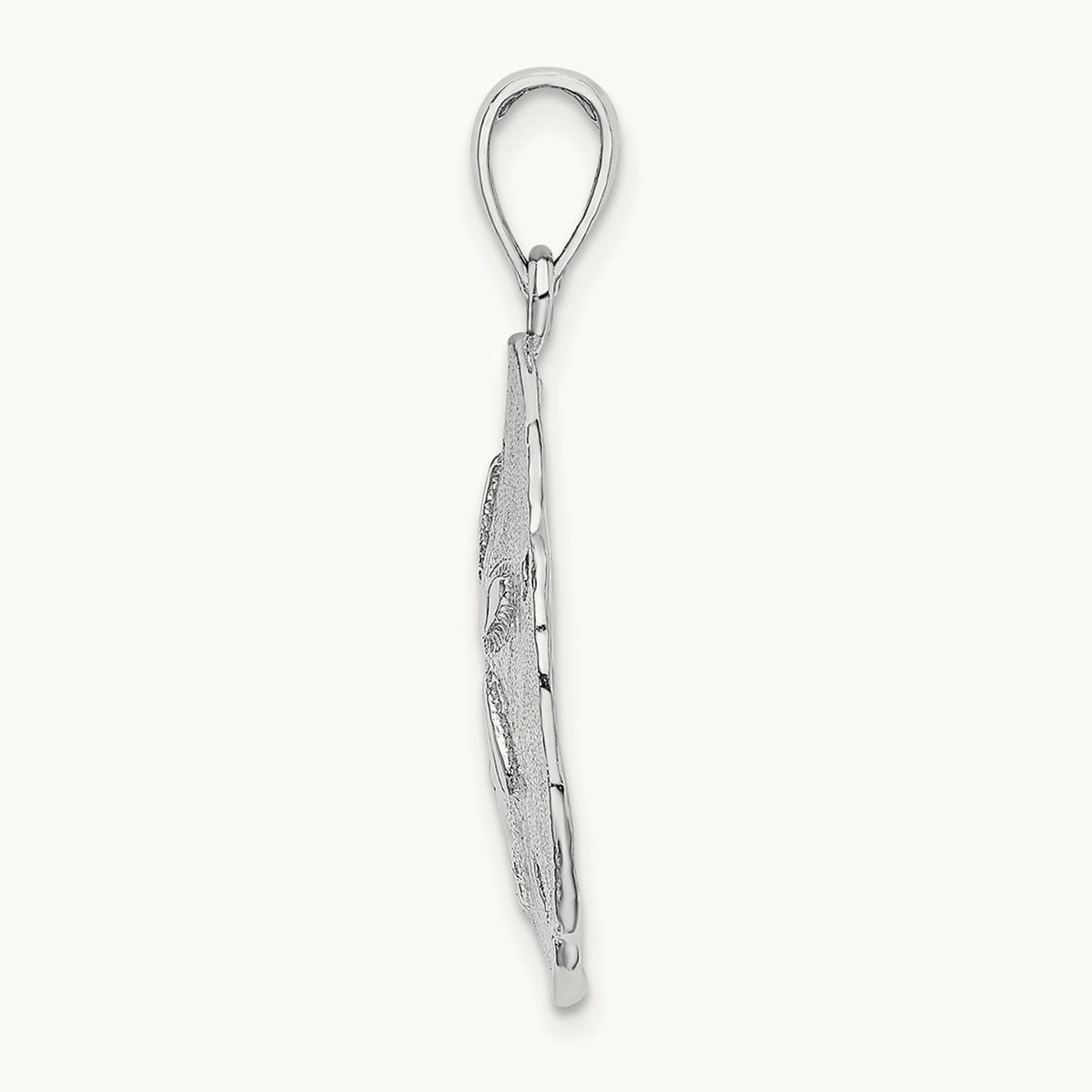 Polished Sand Dollar Charm — 14K White Gold, 27mm