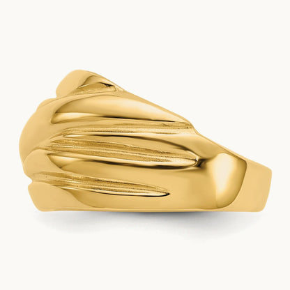 Polished Scalloped Dome Ring, 14K