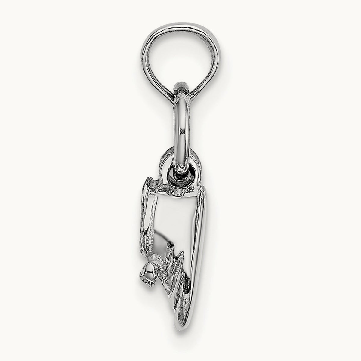 3D Moveable Baby Shoes Charm — 14K White Gold, 17.66mm