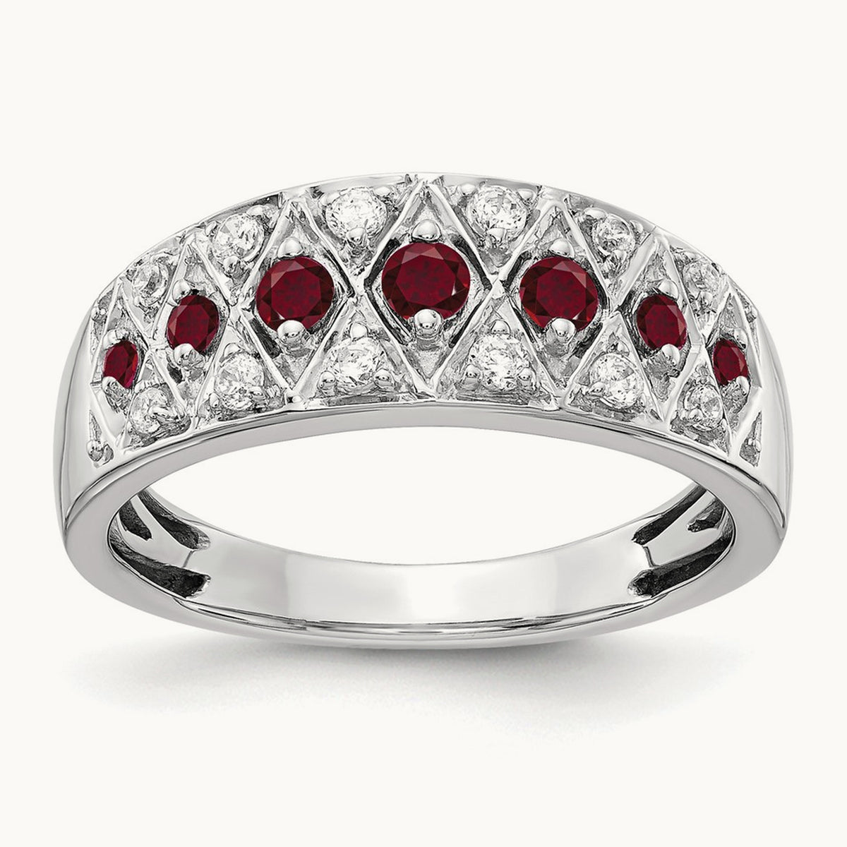 Created Ruby Fancy Ring, 0.20 ct tw Lab-Grown Diamond