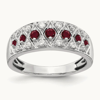 Created Ruby Fancy Ring, 0.20 ct tw Lab-Grown Diamond