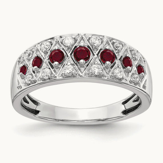 Created Ruby Fancy Ring, 0.20 ct tw Lab-Grown Diamond