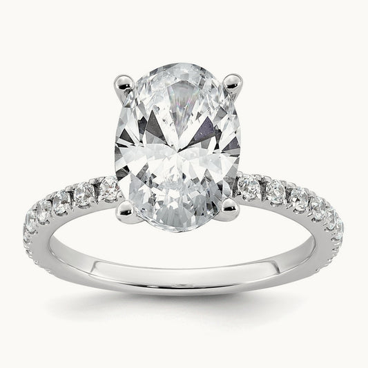 Oval Semi-Mount Engagement Ring, 3.50 ct tw Lab-Grown Diamond