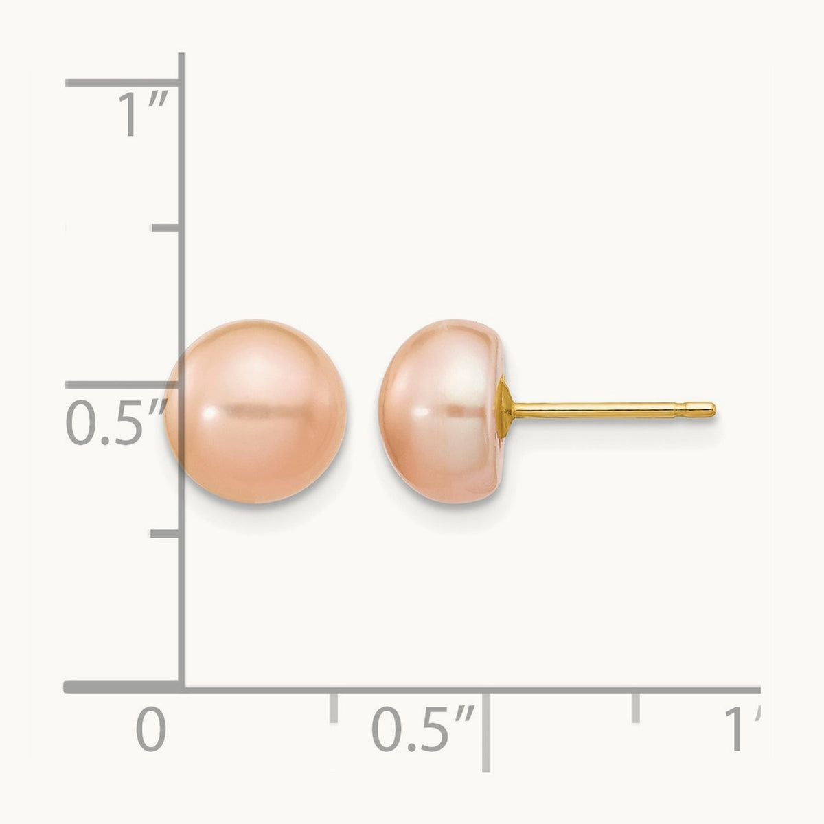 7- Pink Button FW Cultured Pearl Stud Post Earrings, 8mm, 14K