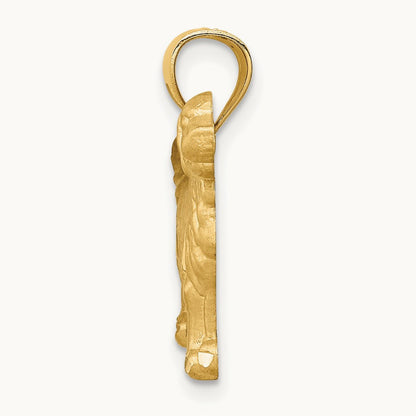 Diamond-cut Golden Retriever Pendant, 14K